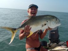 The pleasure to catch a barracuda on a fishing day around Bubaque island